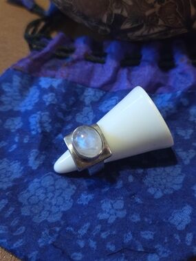 Moonstone And Sterling Silver Ring, Size 6
